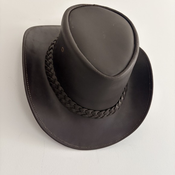 American Bison Brown 100% Genuine Leather Hat Size Medium - Picture 3 of 10
